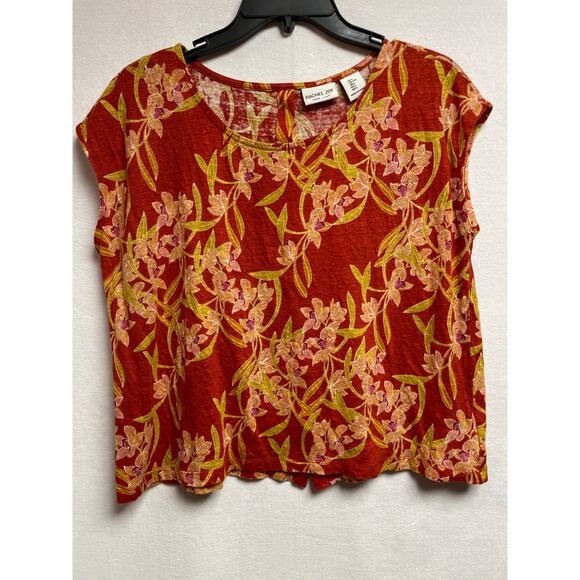 Rachel Zoe 100% Linen Size Large‎ orange floral - Picture 1 of 4